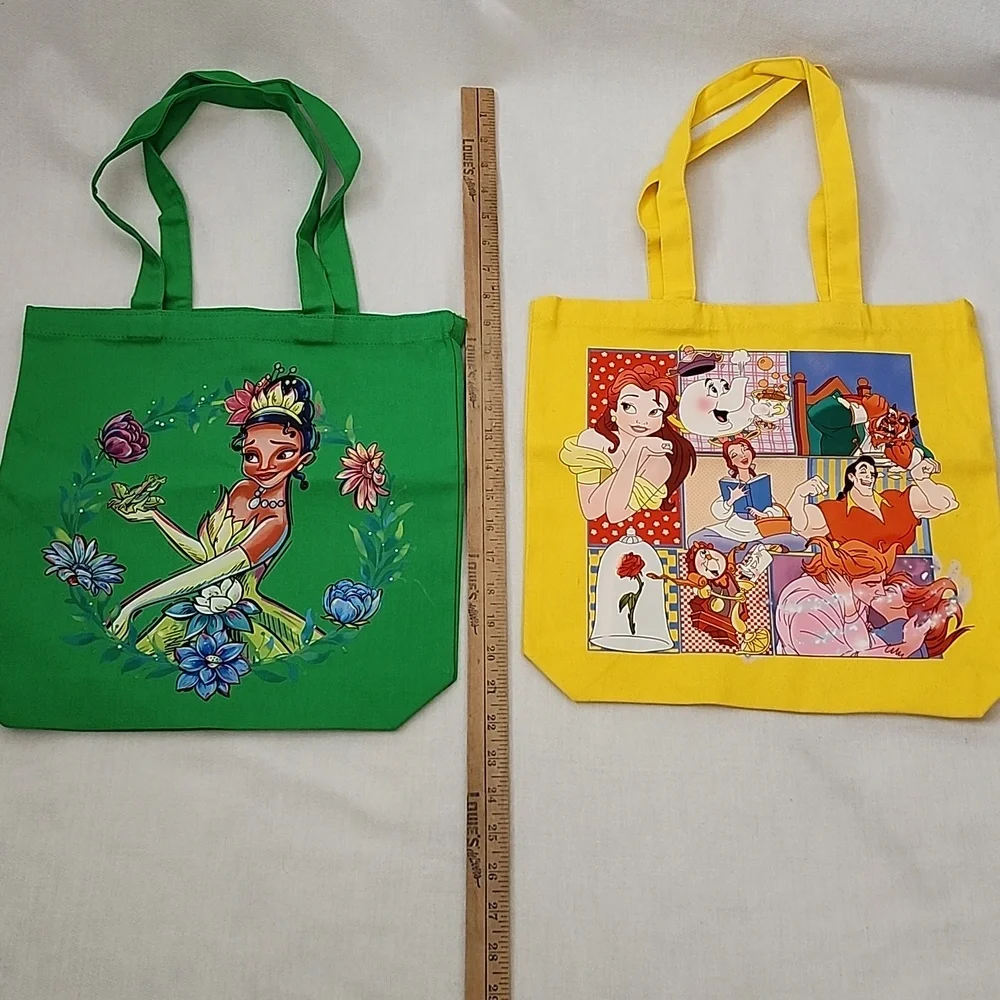 Disney Princess Tote Bag Bundle - Green, Yellow & Lilac Cartoon Prints - Picture 12 of 16